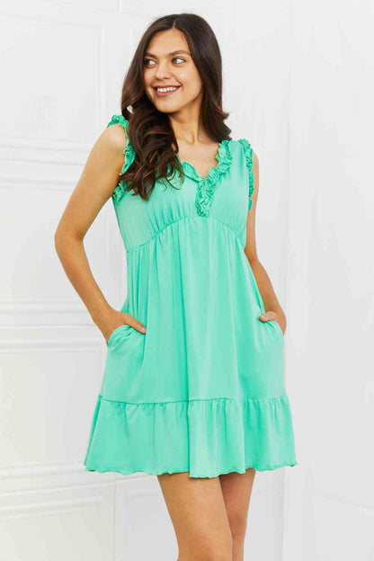 Minty Fresh Ruffle Mini Dress