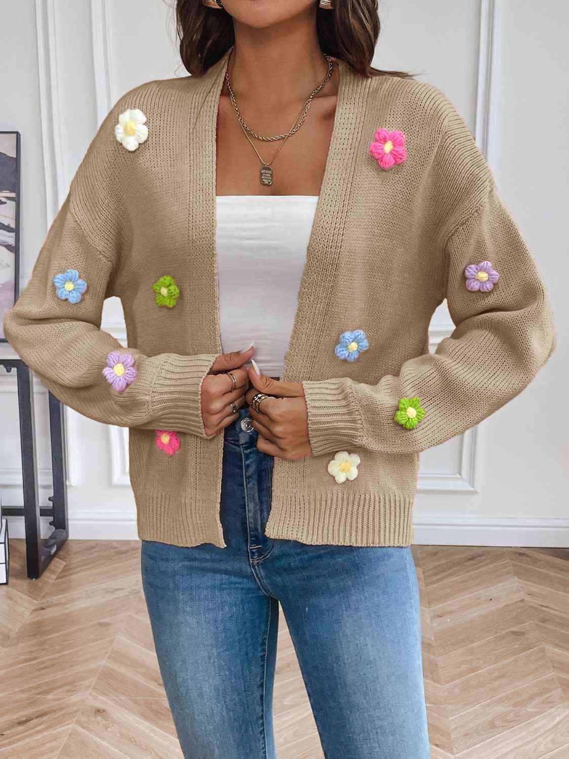 Floral In Bloom Long Sleeve Open Front Cardigan