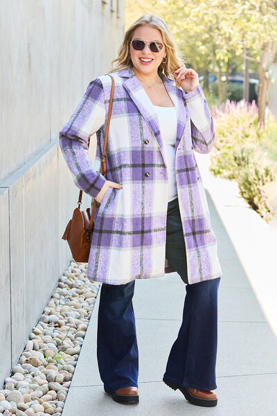 Seeking You Plaid Button Up Lapel Collar Coat