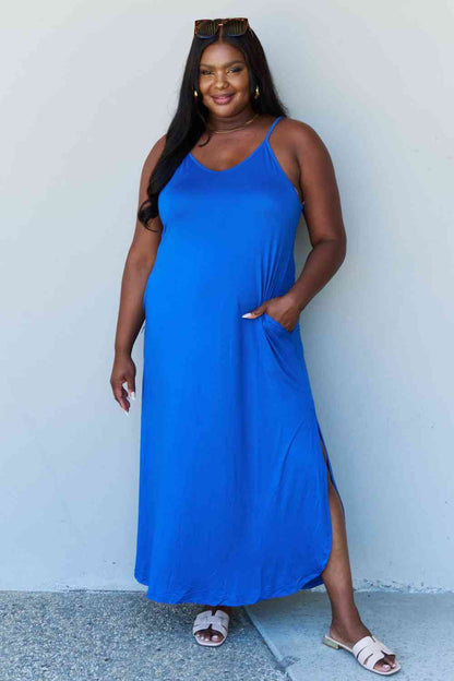 Good Energy Cami Side Slit Maxi Dress in Royal Blue