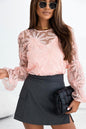 Forgive Me Not Flower Dotted Ruffled Sleeve Mesh Top