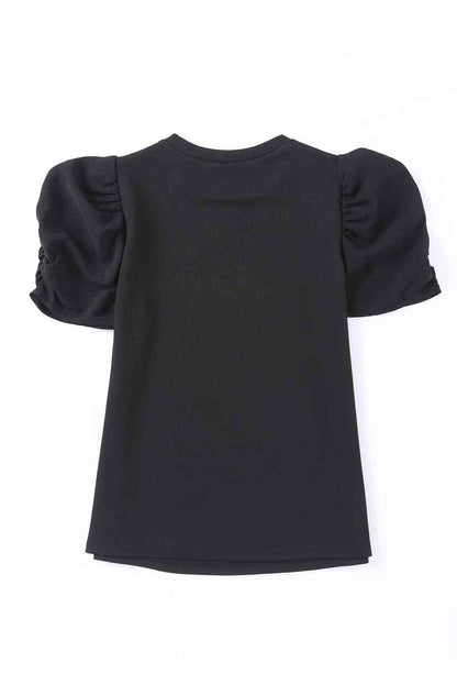 Round Neck Puff Sleeve Top