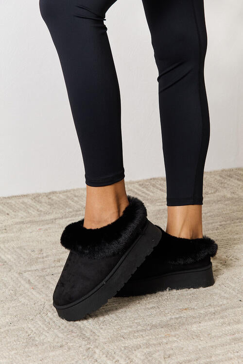 Furry Chunky Platform Ankle Boots