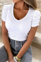 The Harmony Puff Sleeve V-Neck Ribbed Top