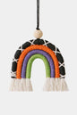 Fringe Macrame Rainbow Shape Wood Bead Cotton Keychain