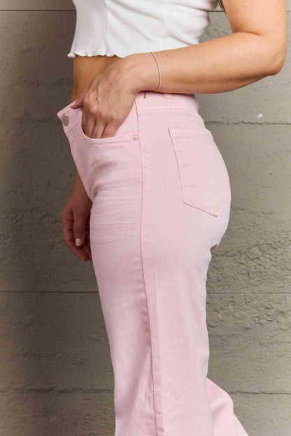 RISEN Raelene High Waist Wide Leg Jeans in Light Pink