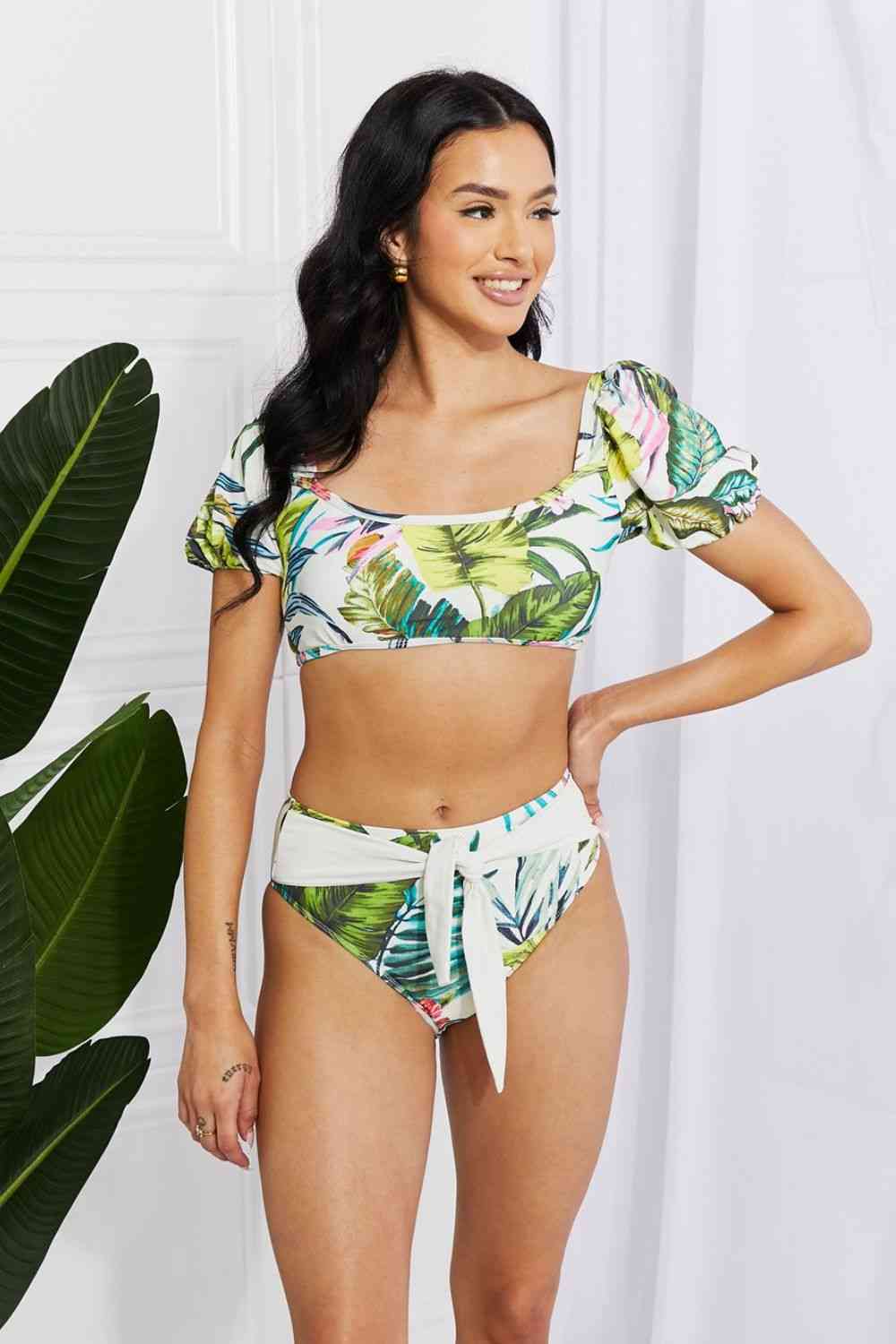 Swim Vacay Ready Puff Sleeve Bikini in Floral