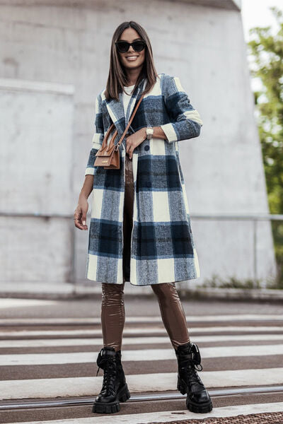 Seeking You Plaid Button Up Lapel Collar Coat