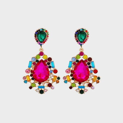 Teardrop Shape Rhinestone Alloy Dangle Earrings