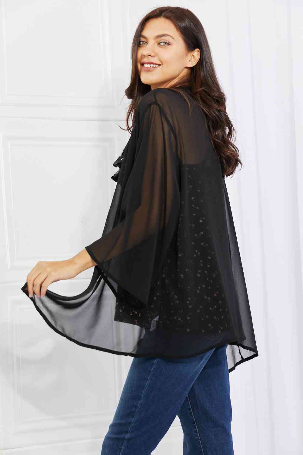 Just Breathe Chiffon Kimono in Black