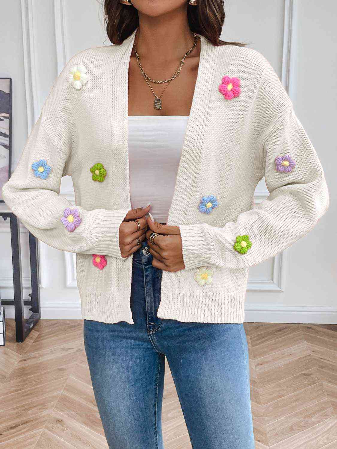 Floral In Bloom Long Sleeve Open Front Cardigan