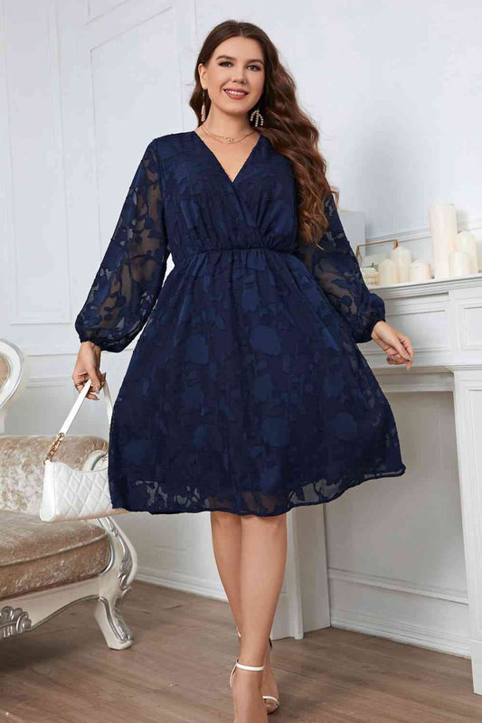 Surplice Neck Balloon Sleeve Dress