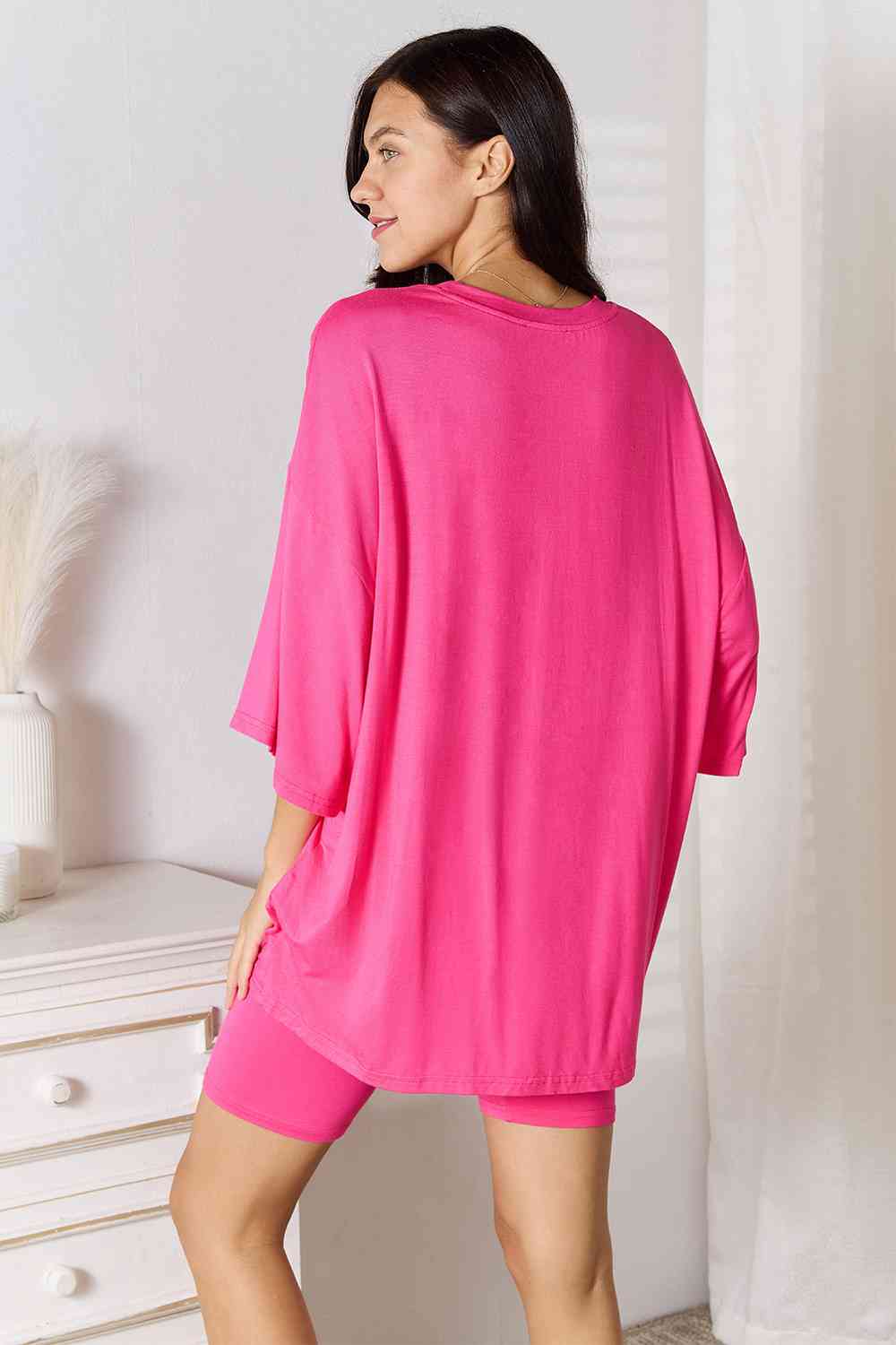 Soft Rayon Three-Quarter Sleeve Top and Shorts Set