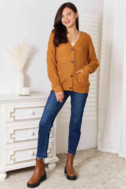 Drop Shoulder Button Down Cardigan with Pockets