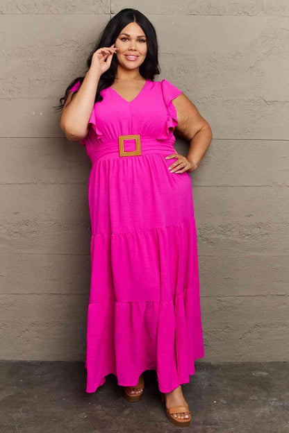 Fancy Fizz Tiered Side Slit Maxi Dress