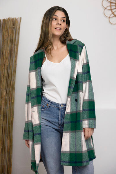 Seeking You Plaid Button Up Lapel Collar Coat