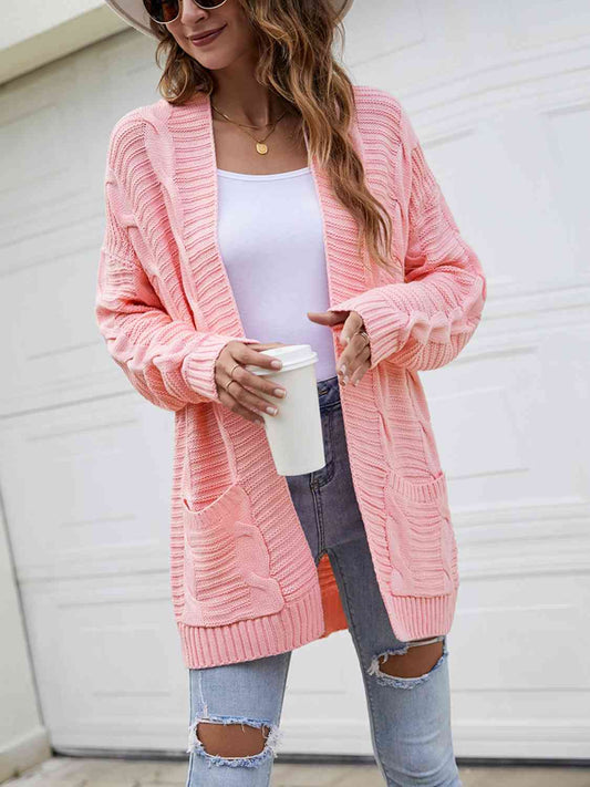 On The Go Open Front Dropped Shoulder Longline Cardigan