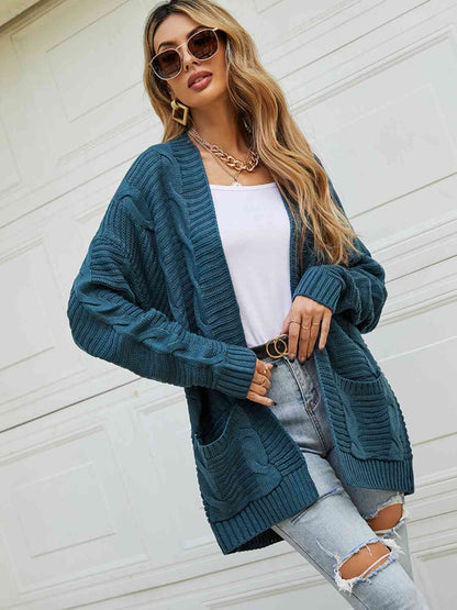 On The Go Open Front Dropped Shoulder Longline Cardigan