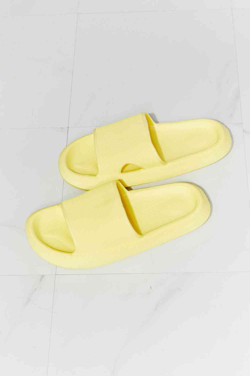 Arms Around Me Open Toe Slide in Yellow