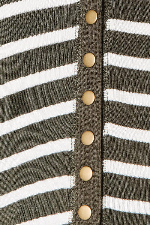 Zenana Striped Snap Down Cardigan