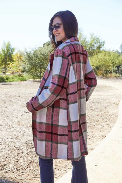 Seeking You Plaid Button Up Lapel Collar Coat