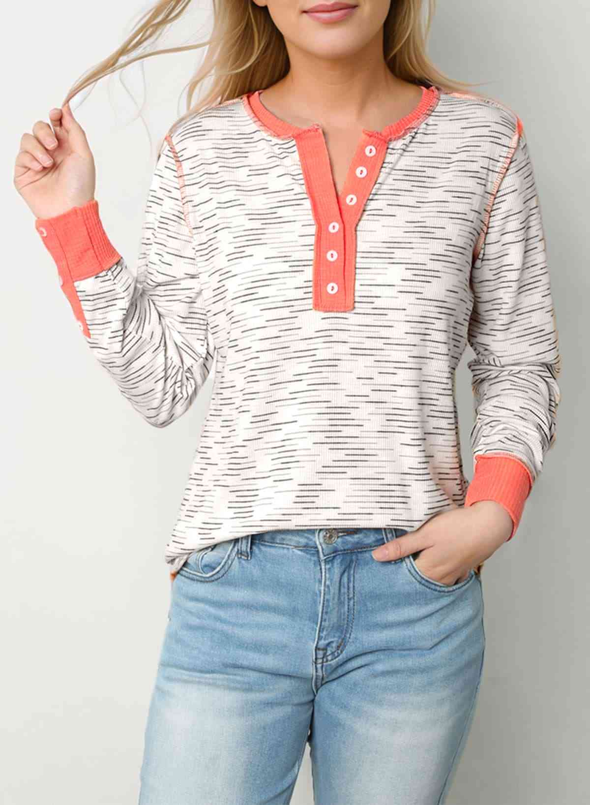 Contrast Long Sleeve Top