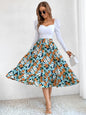 Bountiful Bliss Printed Ruffle Hem Midi Skirt