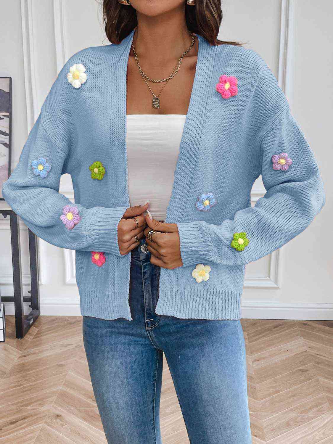 Floral In Bloom Long Sleeve Open Front Cardigan