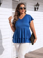 V-Neck Flutter Sleeve Blouse