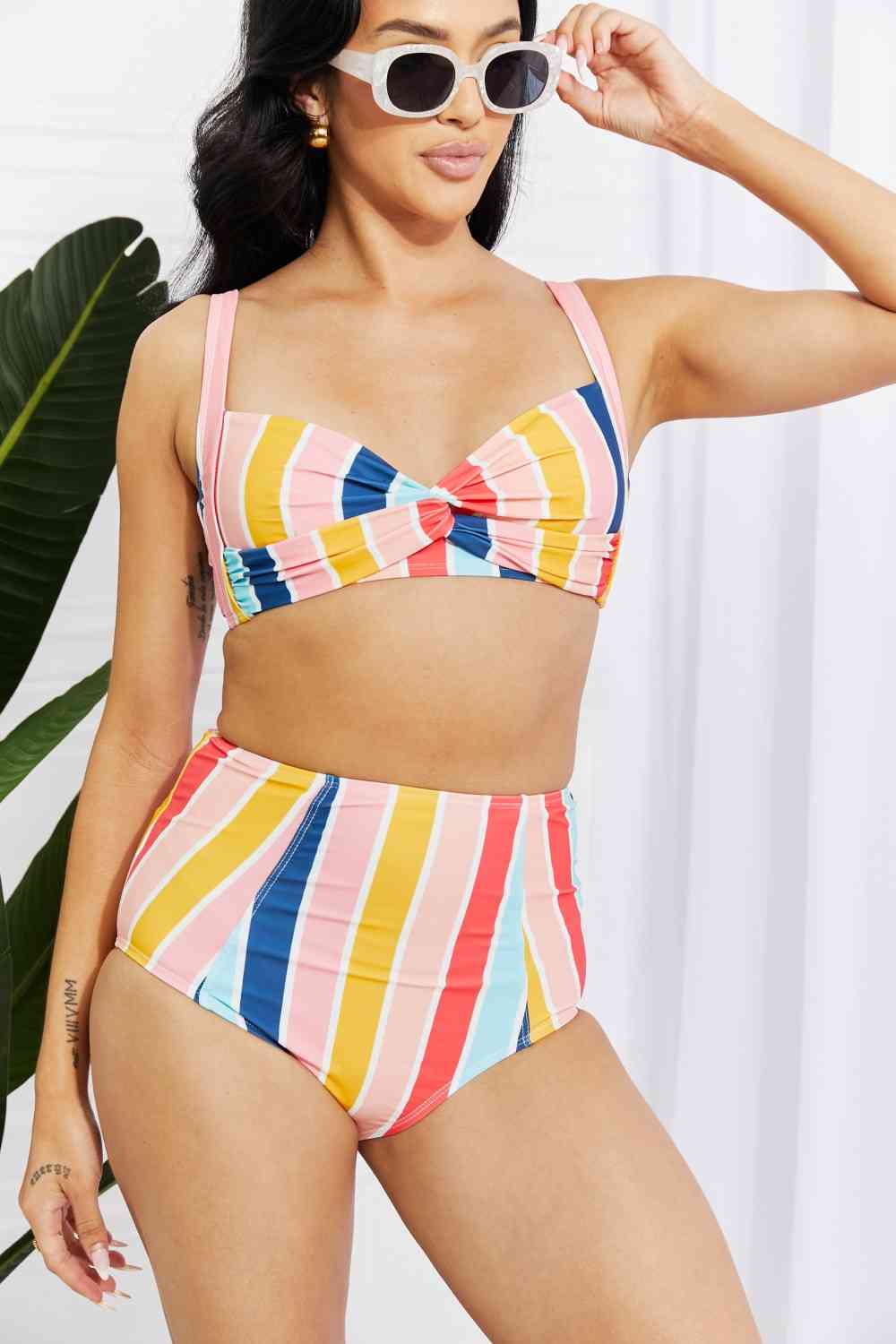 Swim Take A Dip Twist High-Rise Bikini in Stripe