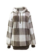 Plaid Half Zip Drawstring Hoodie