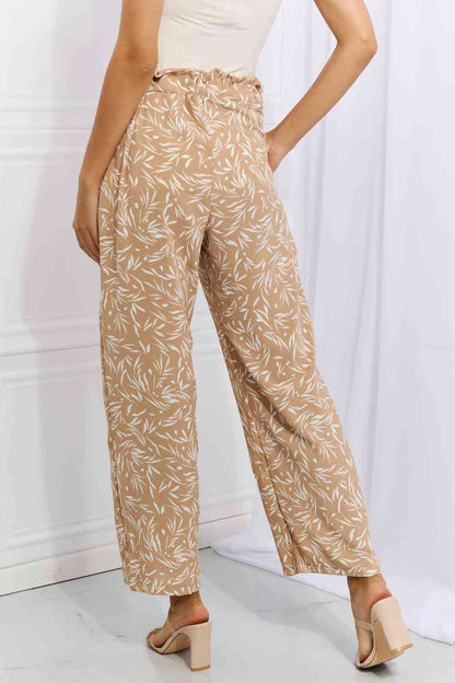 Right Angle Geometric Printed Pants in Tan