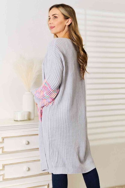 Fringe Sleeve Dropped Shoulder Cardigan