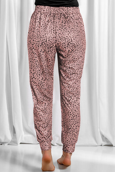 Leopard Drawstring Pocketed Pants