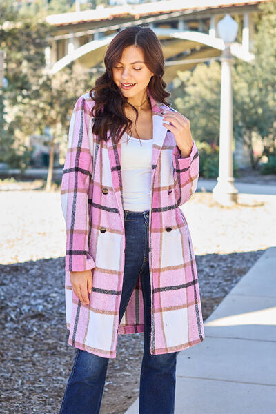 Seeking You Plaid Button Up Lapel Collar Coat