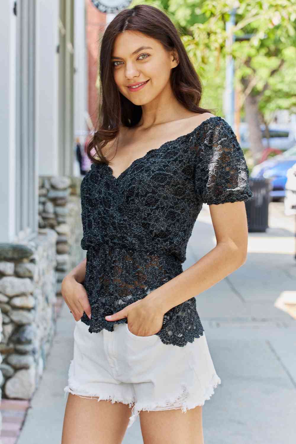 Show Stopper Glitter Peplum Top