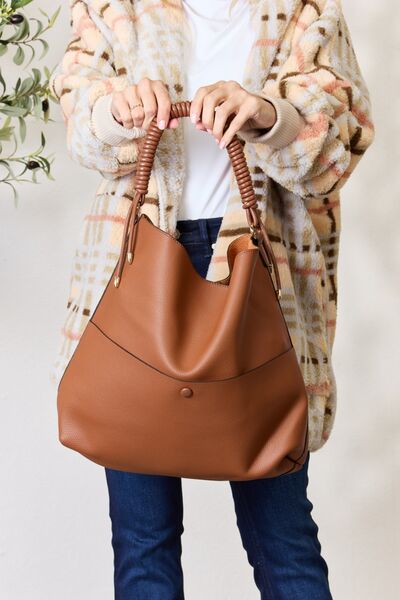 Vegan Leather Handbag with Pouch