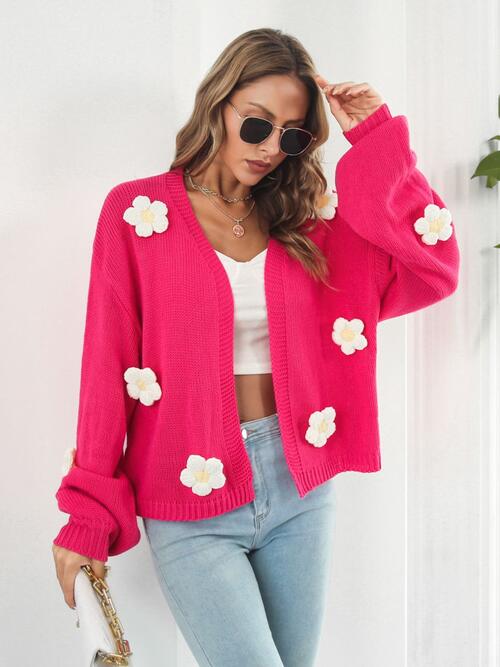 Daisy Love Open Front Long Sleeve Cardigan