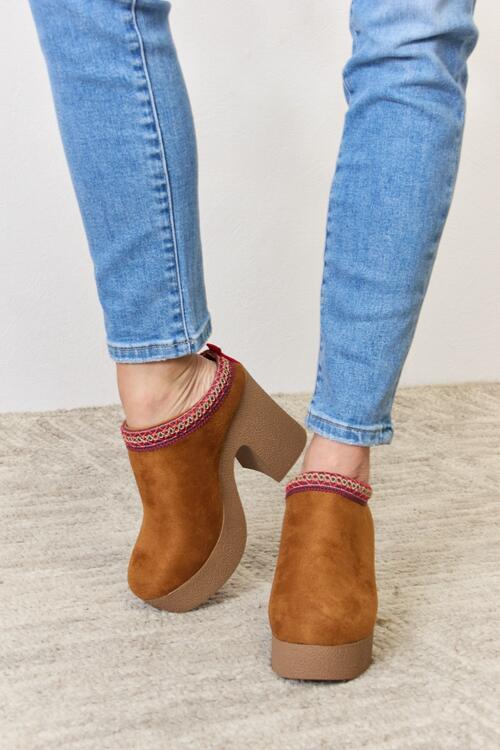 Platform Suede Clog Heel