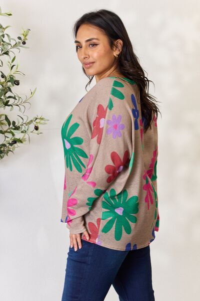 Floral V-Neck Long Sleeve Top