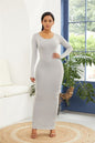 Stunning Revelations Round Neck Long Sleeve Maxi Wrap Dress