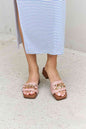 Square Toe Chain Detail Clog Sandal in Blush