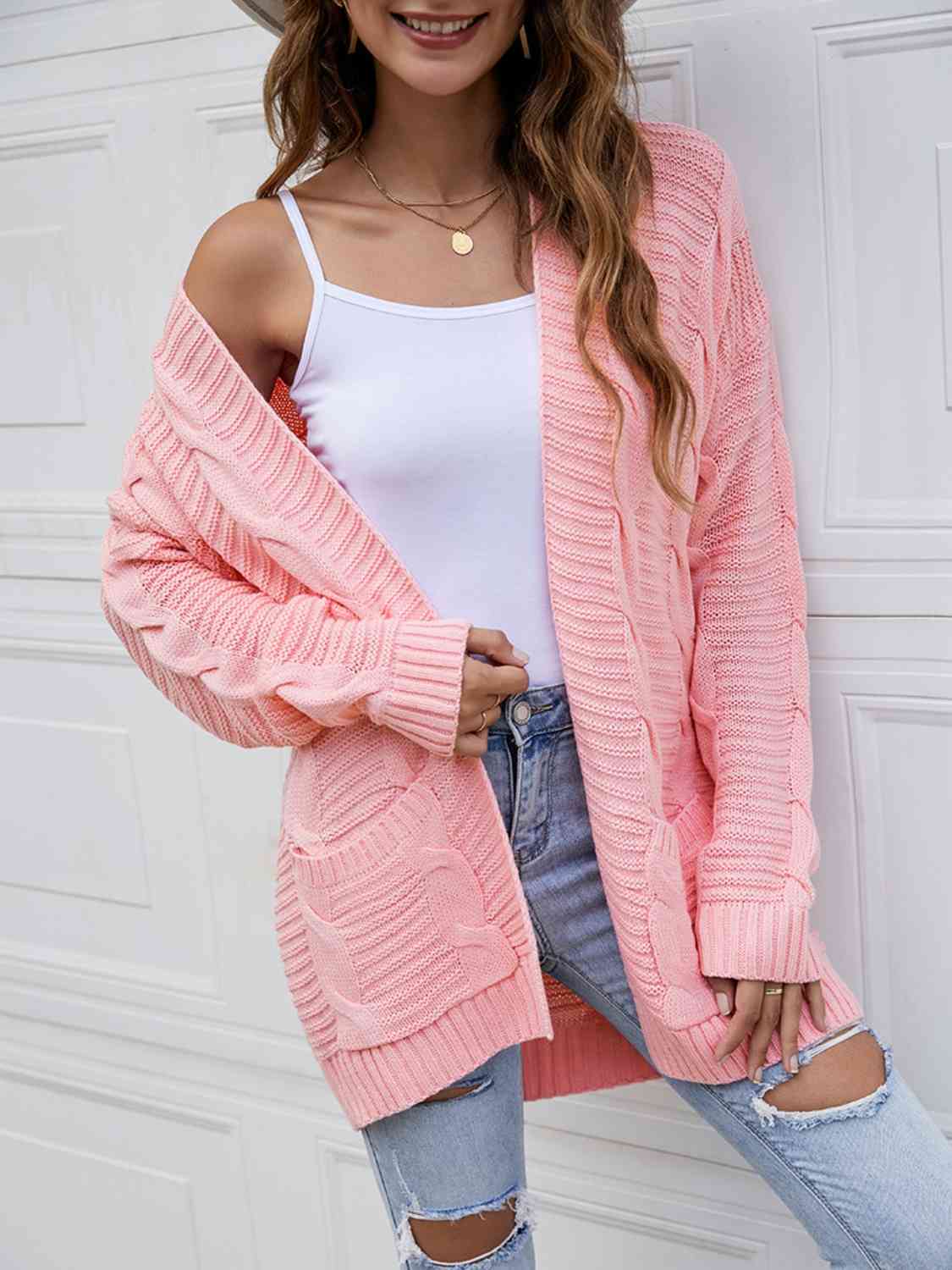 On The Go Open Front Dropped Shoulder Longline Cardigan