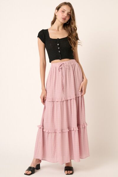 Drawstring High Waist Frill Skirt