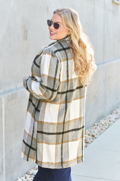 Seeking You Plaid Button Up Lapel Collar Coat