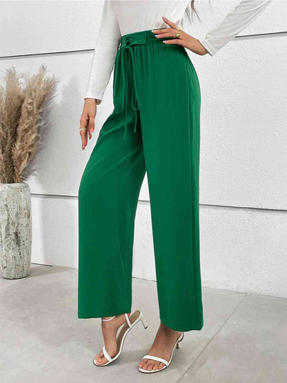 Lace-Up Waist Straight Leg Pants