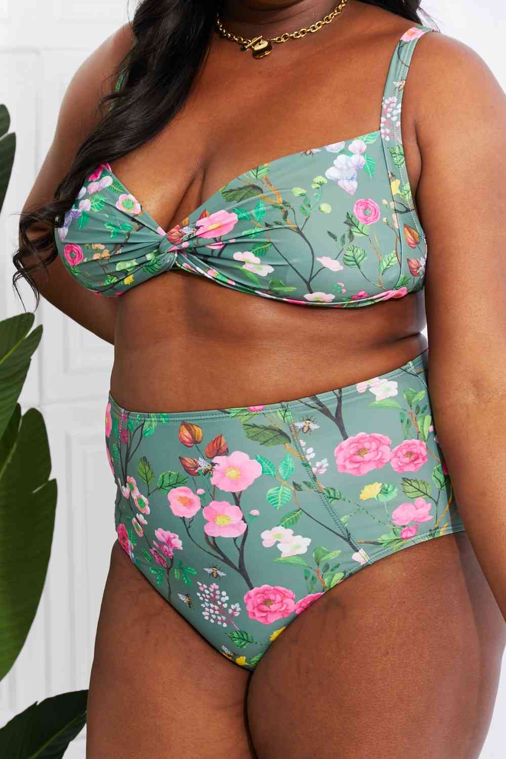 Swim Take A Dip Twist High-Rise Bikini in Sage