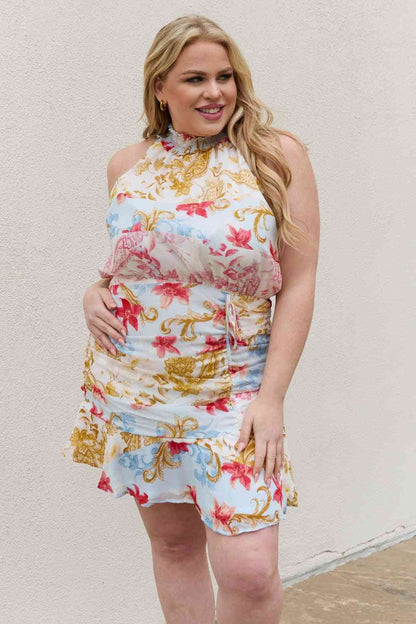 Beautiful You Floral Print Halter Woven Dress