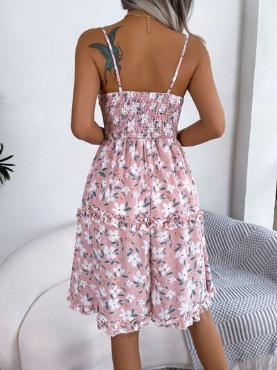 Bow To Me Printed Plunge Cap Sleeve Cami Dress