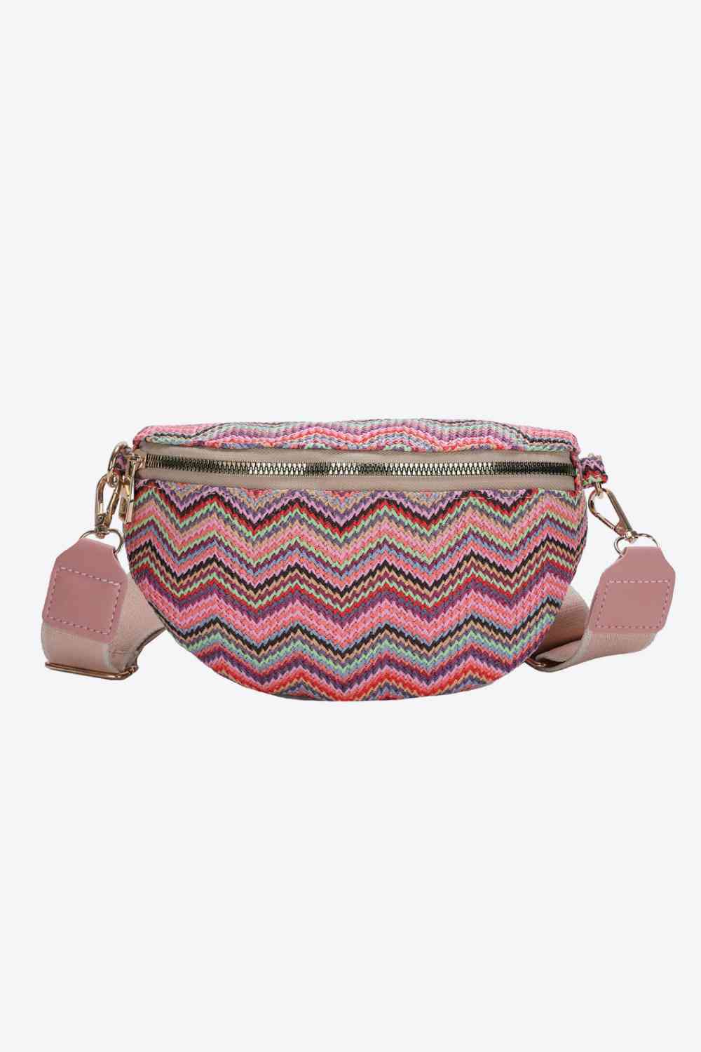 Chevron Straw Sling Bag